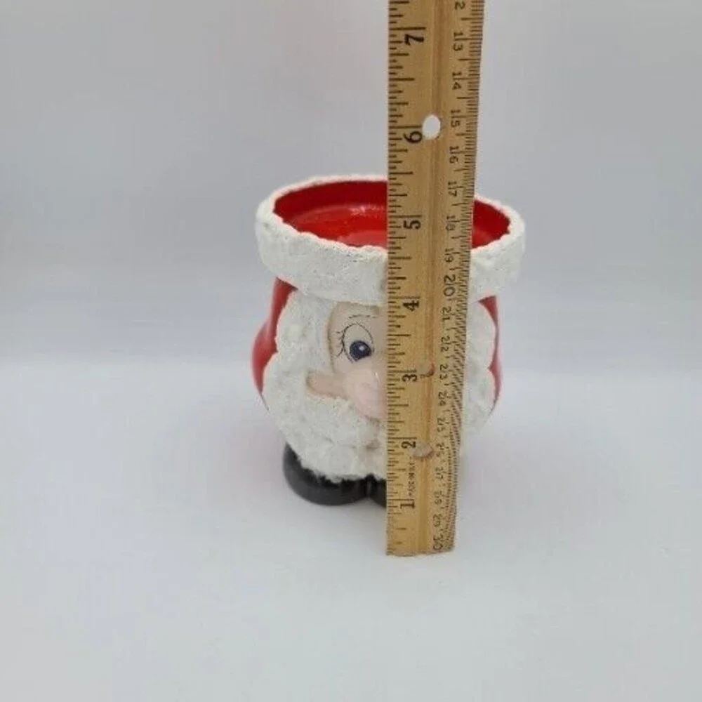 Ceramic Santa Pillar Candle Holder Christmas Figurine